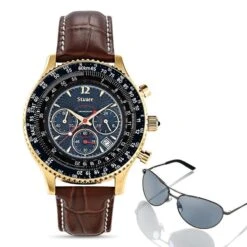Stauer Flyboy Blue Watch With Sunglasses