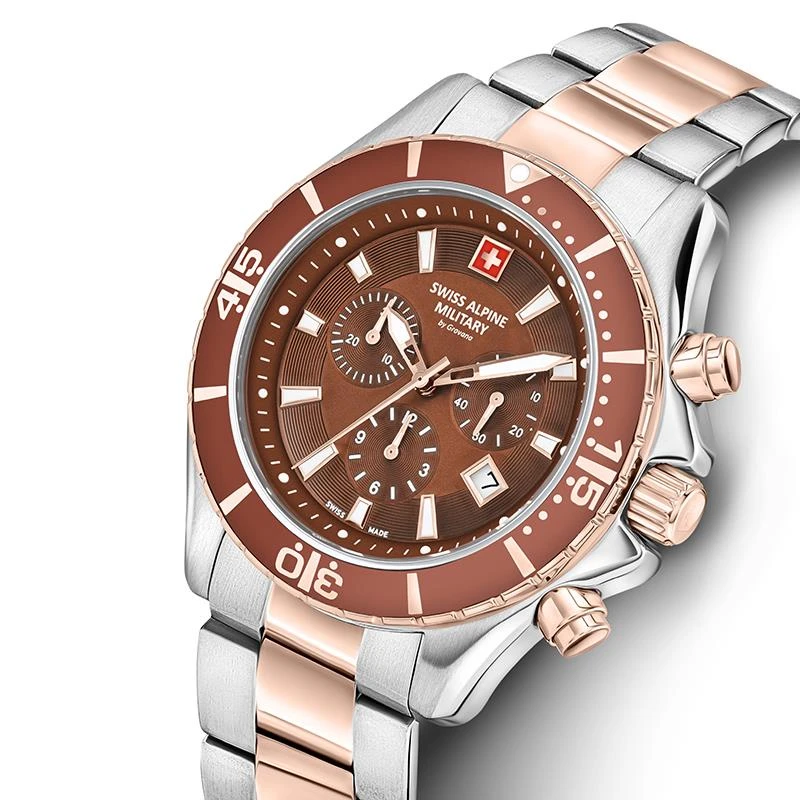 Swiss Alpine Military Two-Tone Chronograph (Red) - Image 2