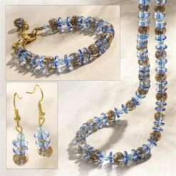 Summer Breeze Blue Murano Necklace, Bracelet & Earrings