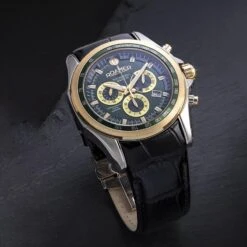 Men's Swiss Kingmaker Chronograph (Black Leather Band)