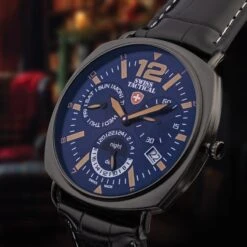 Swiss Midnight Blue Cushion Watch